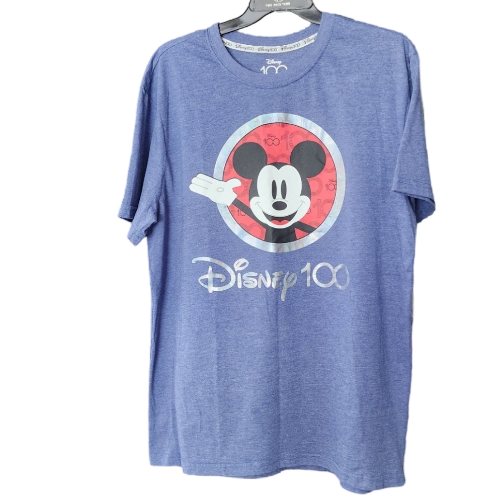 Disney 100 Men's Medium Holographic Blue T-shirt‎